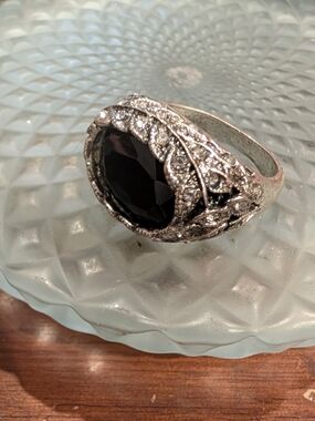 Chunky Textured Silver Tone Ring Size 10